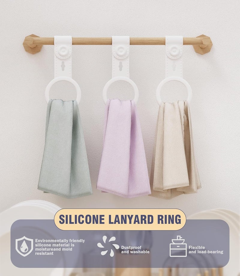 Neepanda Kitchen Towel Holder, Silicone Hand Towel Holder for Kitchen & Bathroom, Adjustable Towel Hanger Compatible for Oven Door, Cabinet Handles, Bathroom Rods (White, 2 Pack) - Image 3